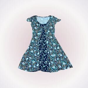 ASOS Blue Cool Tone Floral Skater A-Line Dress | Sz 4
